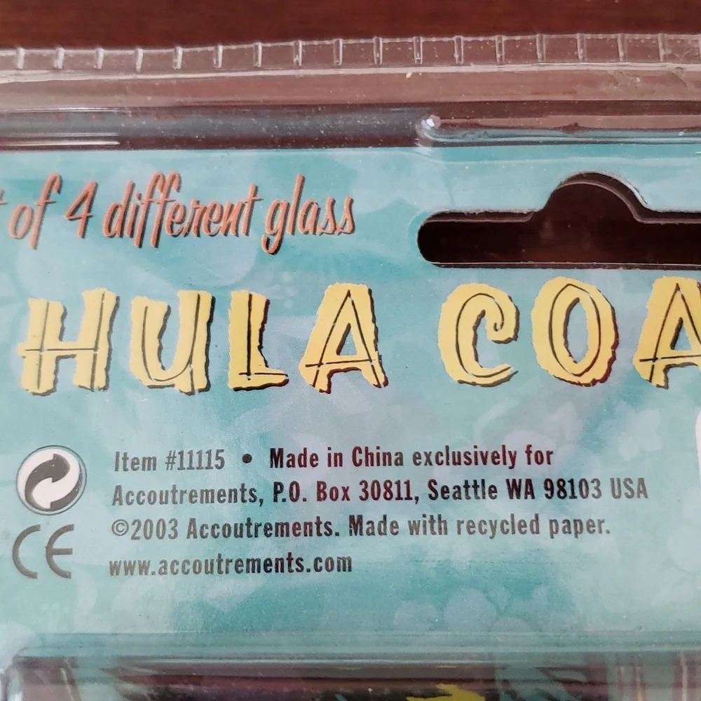 NWT Hula Glass Coasters 2003 Set of 4